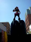 How Weird Street Fair, 05.13.2012 Dancer atop speakers at How Weird Street Fair.