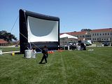 Presidio Movie Screen, 05.26.2012 Inflatable movie screen being set up in windy conditions in the Presidio.