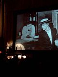 San Francisco Silent Film Festival, 07.15.2012 Frank Buxton and Leonard Maltin in front of slide of Frank Buxton and Buster Keaton at closing night of the SF Silent Film Festival at the Castro Theatre.