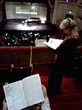 San Francisco Performances, 01.12.2013 Waiting for start of violinist Tessa Lark's recital at Herbst Theatre.