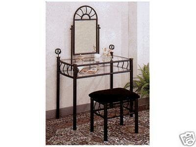 Black Bedroom Vanity on Black Metal Bedroom Vanity With Glass Table And Bench Check Price