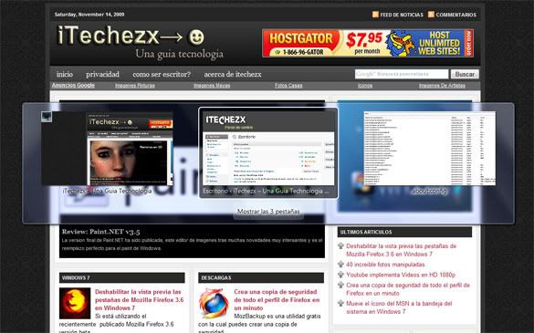 Mozilla Firefox 3.6 thumbnails list