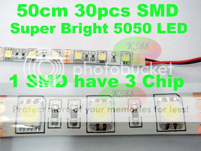 Red 50cm 5050 30SMD LED Waterproof STRIP Flexible  