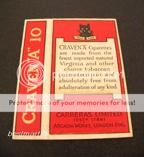   Vintage Cigarette Tobacco Packet Pack Box Carreras Ltd London  