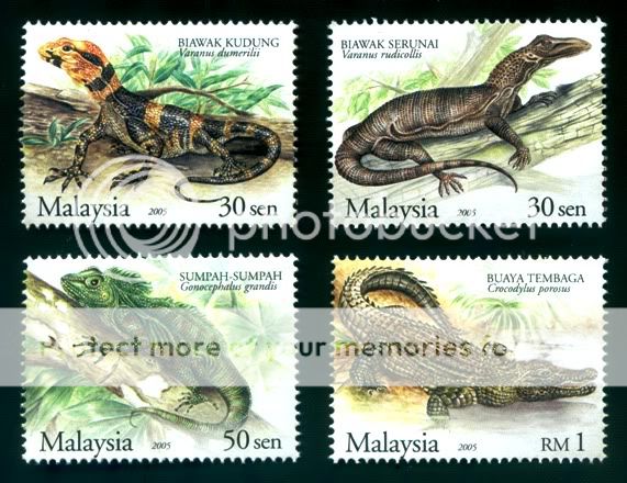 RARE REPTILES Lizard Crocodile Gecko Malaysia MNHStamps  